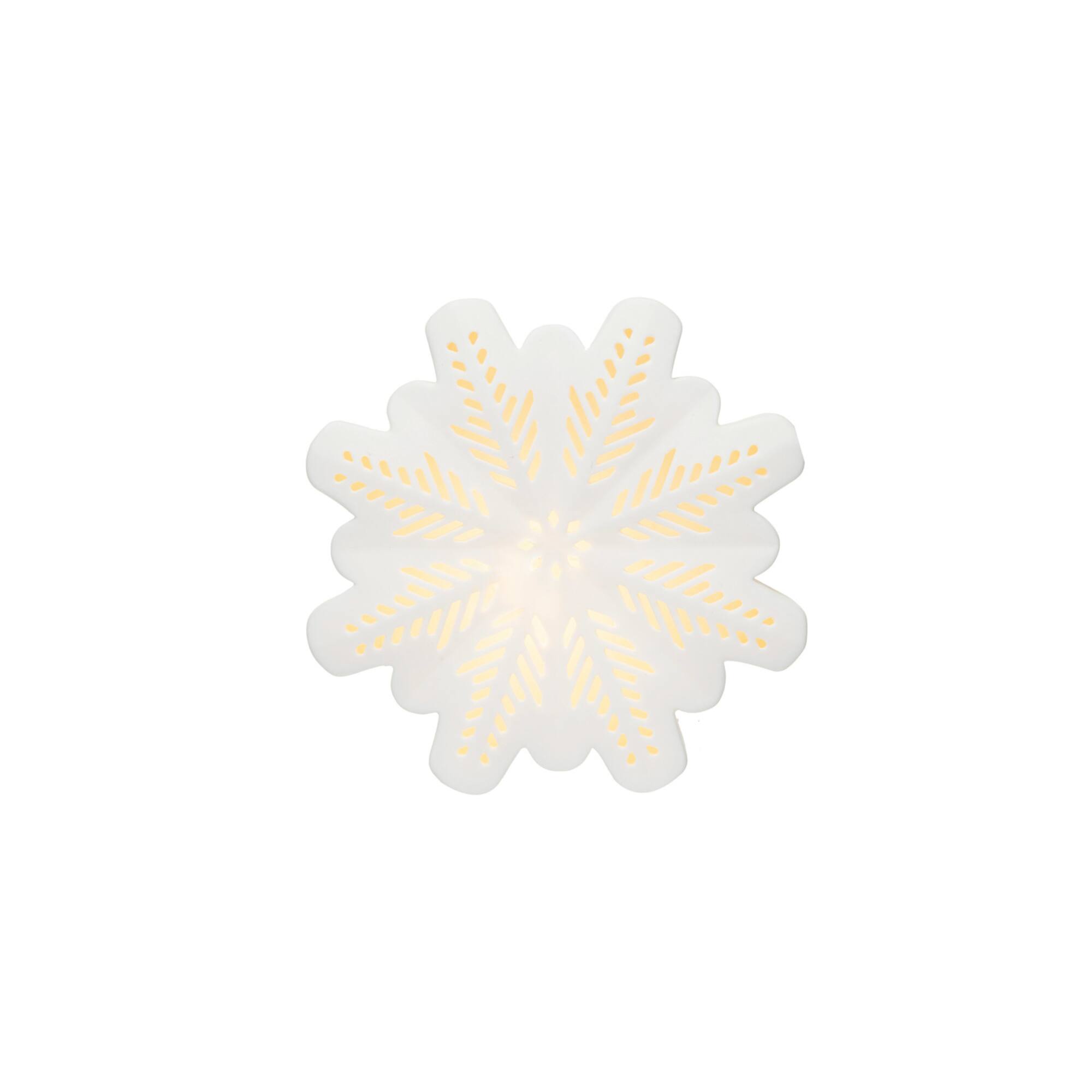Hello Honey® 7.7" White LED Lighted Stoneware Bisque Snowflake Accent